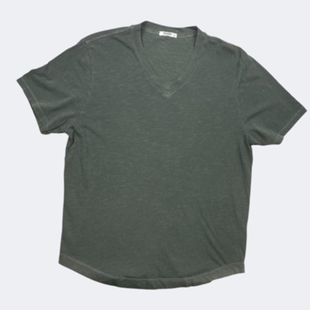 Buck Mason Shirt Mens L Green V Neck Slub Cotton Tee Made In USA BM11002.102